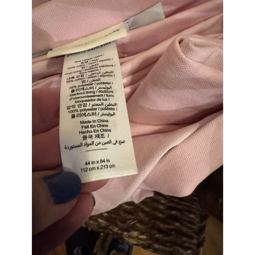 Pottery Barn Kids Quincy Pink Blackout Curtain Panel 44x84 100% Cotton NWOT